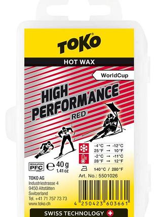 Воск toko high performance red 40 g