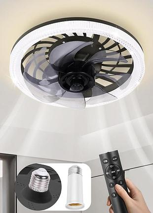 Потолочный вентилятор с подсветкой и пультом дистанционного управления, черный , германия