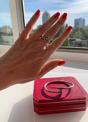 Cartier набор: кольцо и браслет гвоздь в белом золоте / картье браслет, картье кольцо