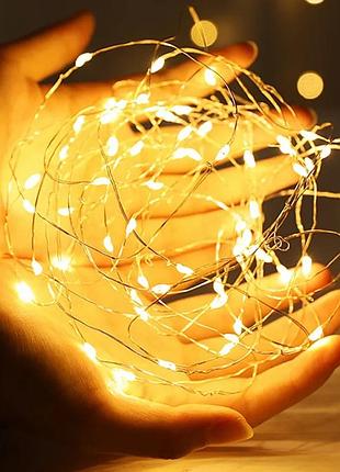 Гирлянда роса от usb, 5 м, теплый белый