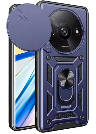 Ударостійкий чохол camshield serge ring для xiaomi redmi a3 червоний, tpu+pc, шторка на камеру синій
