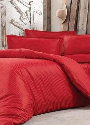Постельное белье сатин-страйп luxury red двуспальный евро