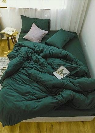 Постельное белье поплин изумрудный двуспальный