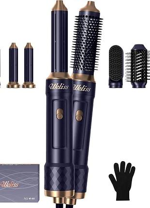 Фен-щетка 6 в 1 для укладки волос ukliss de-622-blue-03, amazon, германия