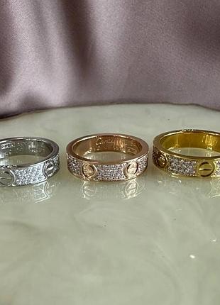 Cartier кольцо love с мелким цирконием / картье кольцо с мелкими камнями в лимонном, розовом и белом