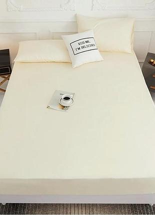 Простынь на резинке 140х190х25см поплин люкс шампань moonlight