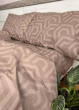 Постельное белье бязь гексагон коричневый