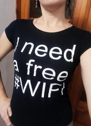 Футболка terranova с принтом "i need a free #wifi", s