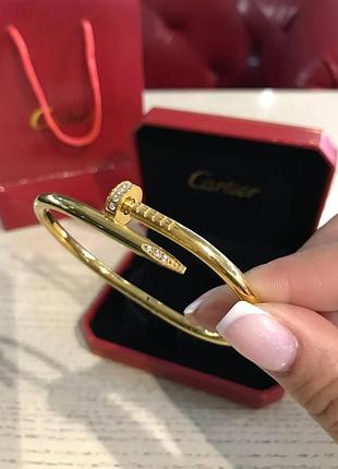 Cartier браслет цвяхв лимонному золоті з камінням на капелюсі / картьє цвях браслет із цирконієм на капелюшці