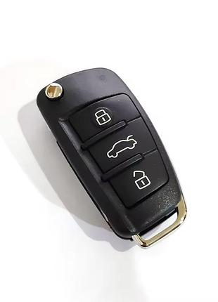 Викидний ключ audi, корпус під чіп, 3 кнопки, автоключ смарт, без леза, корпус для заміни