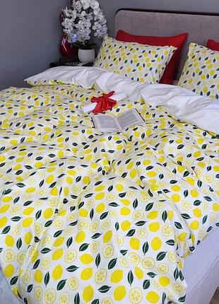 Постельное белье фланель lemons двуспальный евро