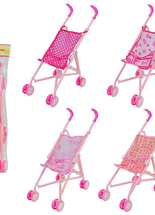 Коляска мет. тростинка,мікс до 4 кольорів,передні поворотні колеса, у п/е р-р 65*15 см, р-р іграшки-60*15см