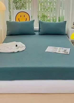 Простирадло на резинці 120х200х25см поплін люкс петроль moonlight