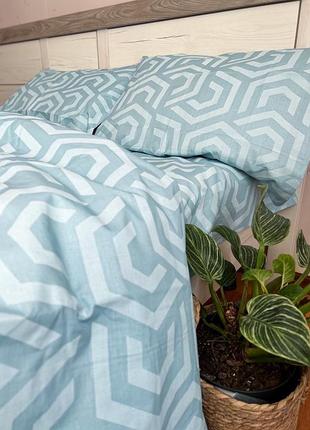 Постельное белье бязь гексагон голубой