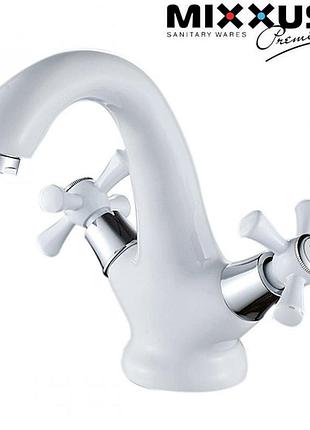 Смеситель для умывальника mixxus omega white (белый) (chr-161), польша