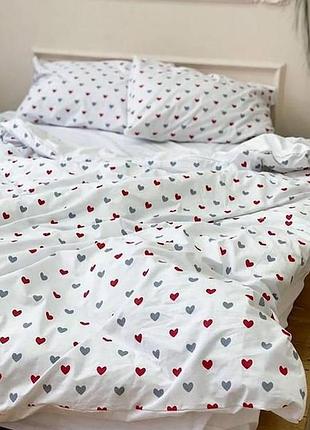 Постельное белье ранфорс сердечки двуспальный