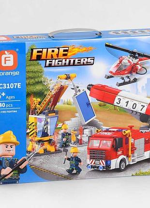 Игрушка конструктор fc 3107 e (18/2) “пожар на строительной площадке”, 640 деталей, помповая накачка