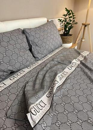 Постельное белье бязь дом гуччи серый двуспальный