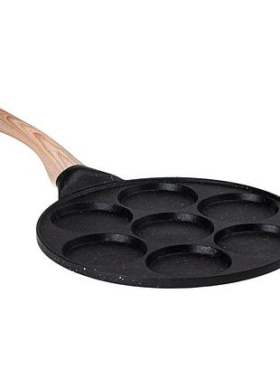 Сковорода с антипригарным покрытием 26 см для блинов, яиц и оладьев, 7-секционная круглая черная