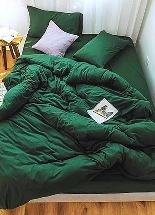 Комплект на резинке полуторный washed cotton вареный хлопок smaragd moonlight