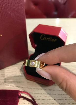 Cartier кольцо в лимонном золоте с крупными камнями / картье кольцо love лимонное золото камни