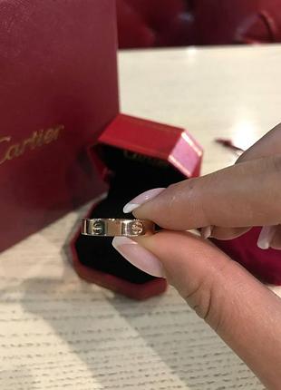 Cartier love кольцо в розовом золоте тоненькое / картье кольцо тонкое