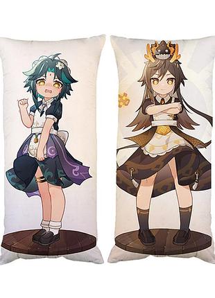 Наволочка чехол для подушки сяо чжун ли геншин удар genshin impact двухсторонняя 30х50 см (pp0097_50)