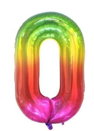 Шарик цифра 0 фольгированная 40 дюймов разноцветный