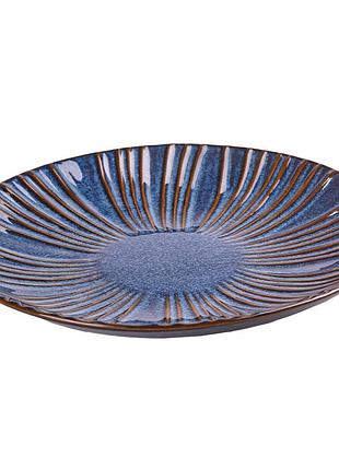 Тарелка подставная круглая из фарфора 27 см синяя
