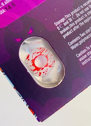 Линзы для глаз на хеллоуин белые с "порезами" / косплей цветные белые с порезами линзы крейзи