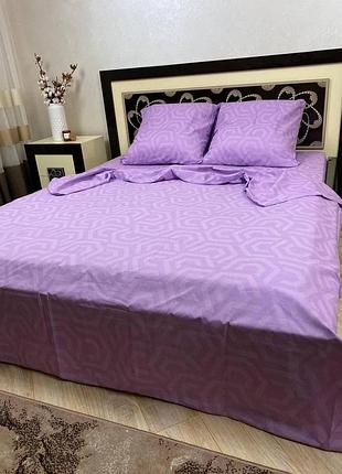 Постільна білизна бязь гексагон фіолетовий двоспальний євро