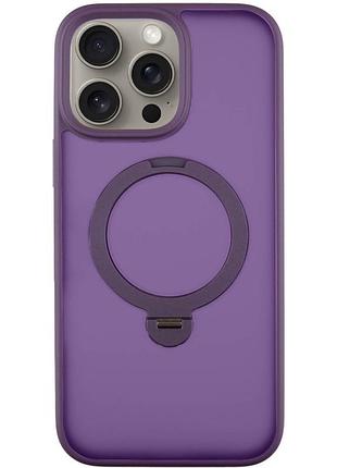 Tpu+pc чохол metal buttons with magsafe colorful hq ring для apple iphone 15 pro max (6.7") purple
