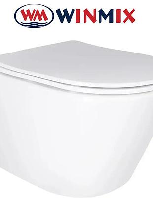 Унитаз подвесной winmix bevel 0303-t3 485*360*365mm, система смыва tornado 3.0