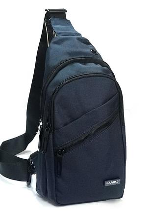 Сумка-слінг чоловіча на плечо нейлонова lanpad 83029 blue