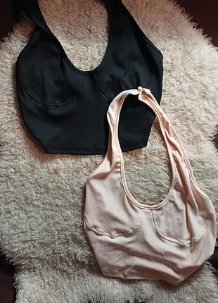 Топ с имитацией чашек, топ в рубчик