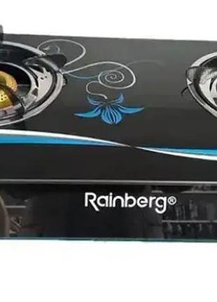 Газова плита rainberg rb-2231, настільна на 2 конфорки, склокераміка
