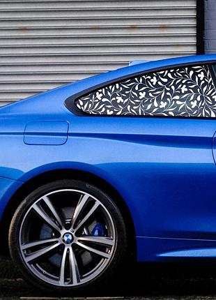 Наклейка на авто / мото / стекло / кузов " узор на боковые стекла - цветы - орнамент " 2шт любой цвет