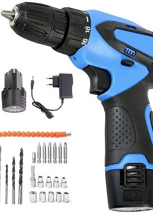 Шуруповерт 12v з набором біт та свердлів + 2 акумулятори в кейсі