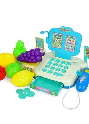Дитячий ігровий касовий апарат 682-2a-2b(blue) сканер, гроші, продукти