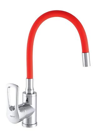 Змішувач для кухні zerix ar 181 з червоним силіконовим виливом (zx2672) yousf