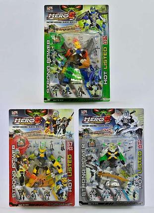 Іграшка конструктор-трансформер 006-25 (72/2) "фабрика героїв 6", 3 види, 57-64 дет., на аркуші