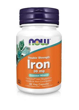 Железо now iron double strength 36 мг веганские капсулы №30