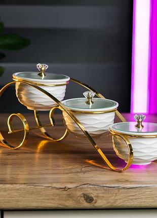 Набор для сыпучих продуктов 3 банки по 180 мл белый