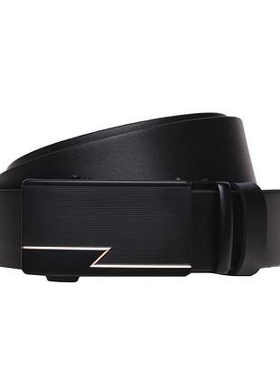 Автоматичний пасок з натуральної шкіри 115-125×3.5 ремінь на штани для чоловіка чорний (7428)