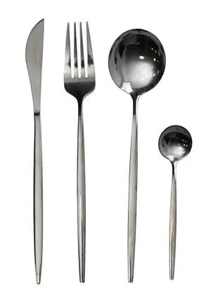 Набір столових приборів 24 предмети набір ложок виделок і ножів на 6 персон чорний hp-20-45