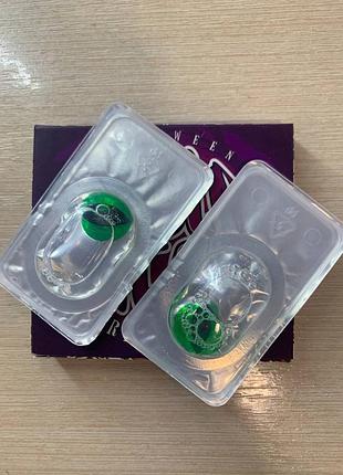 Зеленые цветные контактные линзы для глаз, отличное перекрытие своего цвета + контейнер для хранения / n-009