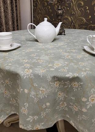 Скатертина арія оливка, кругла (діаметр 140см)