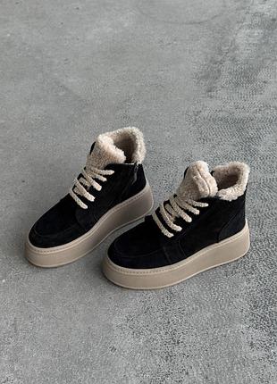 Натуральна замша, модні жіночі зимові черевики