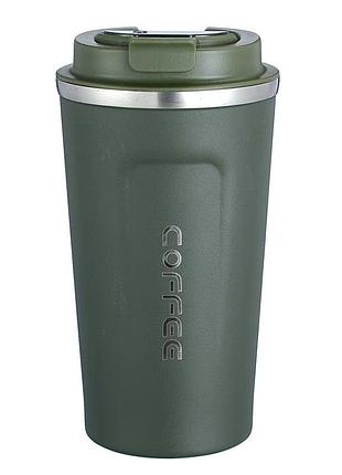 Термокружка coffee с датчиком температуры 380 мл зеленая