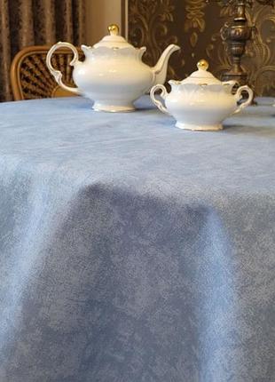 Скатертина мармур блакитний, овал (овал 110/140 см)